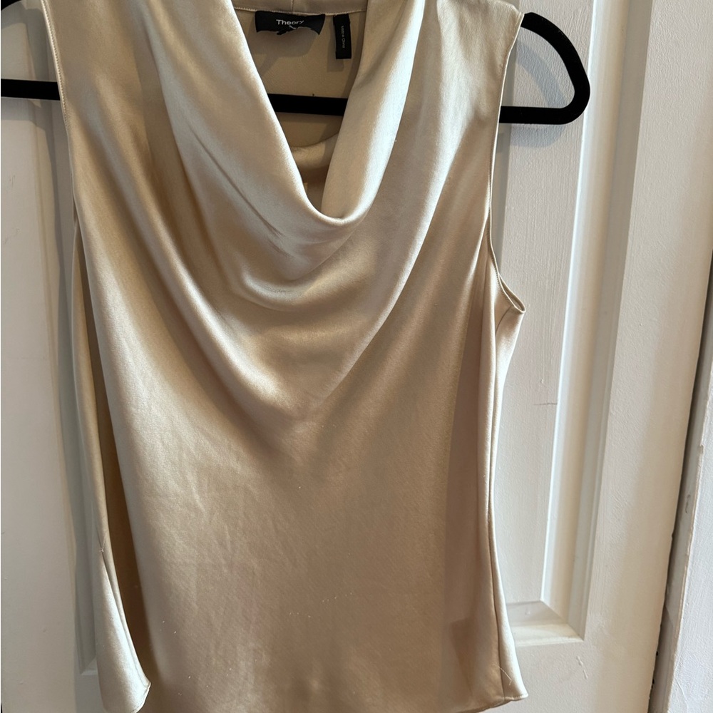 Theory Cream Sleeveless Blouse - 100% silk